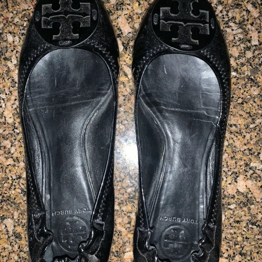 Tory Burch Black Patent Leather Reva Ballet Flats